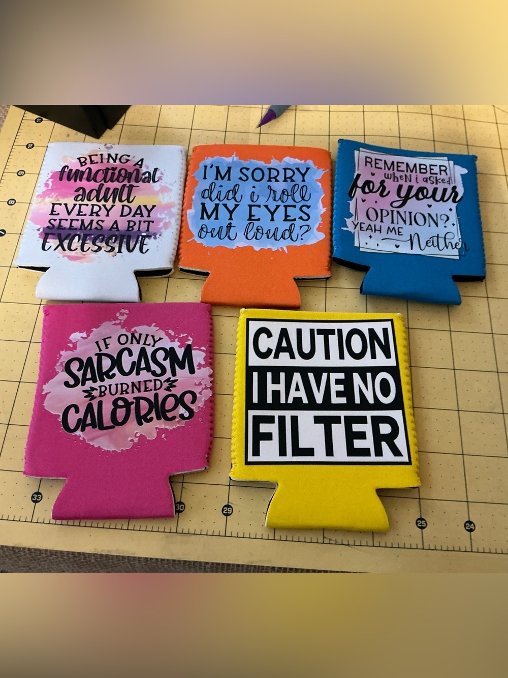 Hot off the press! Set of 6 Graphic Can Cooler Koozies